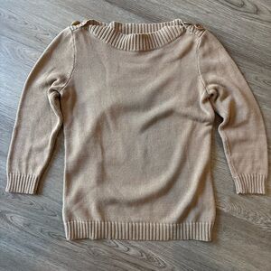 Ralph Lauren Jeans Company Cotton Button Neck Sweater in Tan